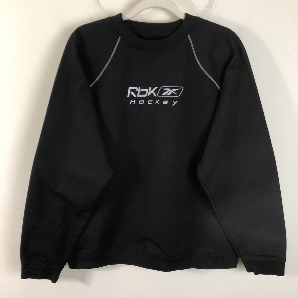 Reebok Rbk Hockey Pullover Crewneck Sweatshirt Men's Sz M Black Vintage NHL